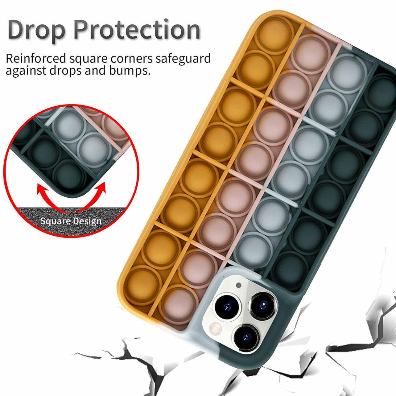Blue-White Pop Fidget Toys Push It Bubble Phone Case For Iphone - iPhone X/XS
