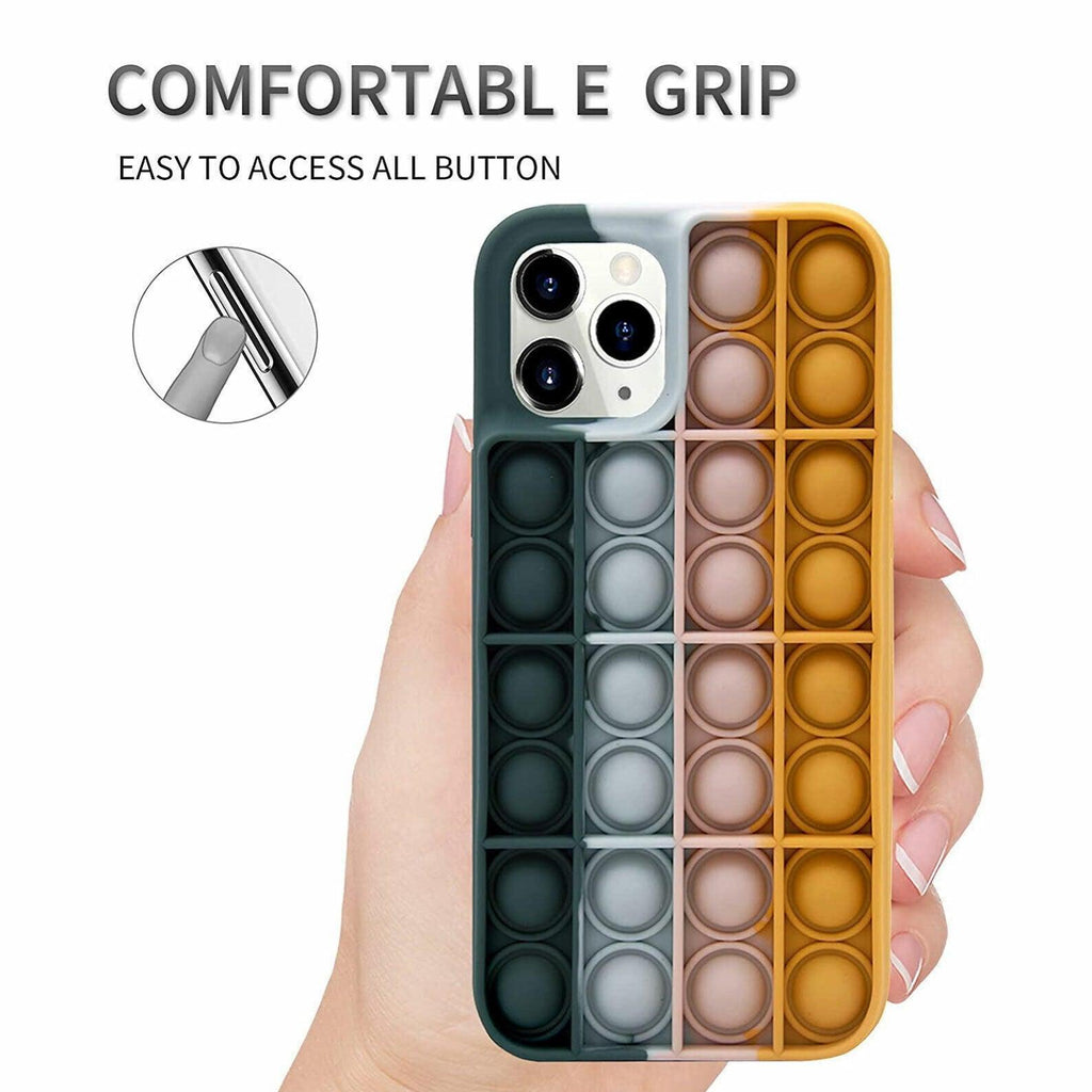 Blue-White Pop Fidget Toys Push It Bubble Phone Case For Iphone - iPhone XR