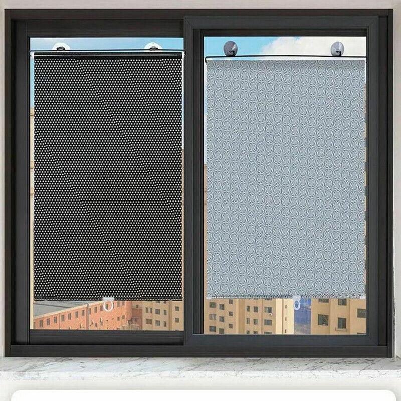 Silver Roller Blinds Suction Cup Sunshade Blackout Curtains Car Home Window Curtains - 58 X 125 CM