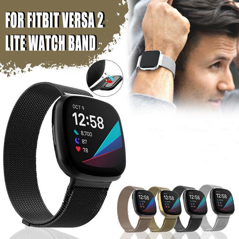For Fitbit Versa 2 Lite Watch Band Strap Sports Metal Wristband Replacement Large - Silver Versa/Versa 2/Lite