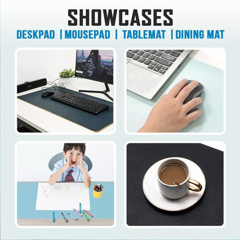 60*30Cm Leather Mouse Pad Gaming Waterproof Mousepad Desk Mat Anti-Slip Rubber - Light Blue