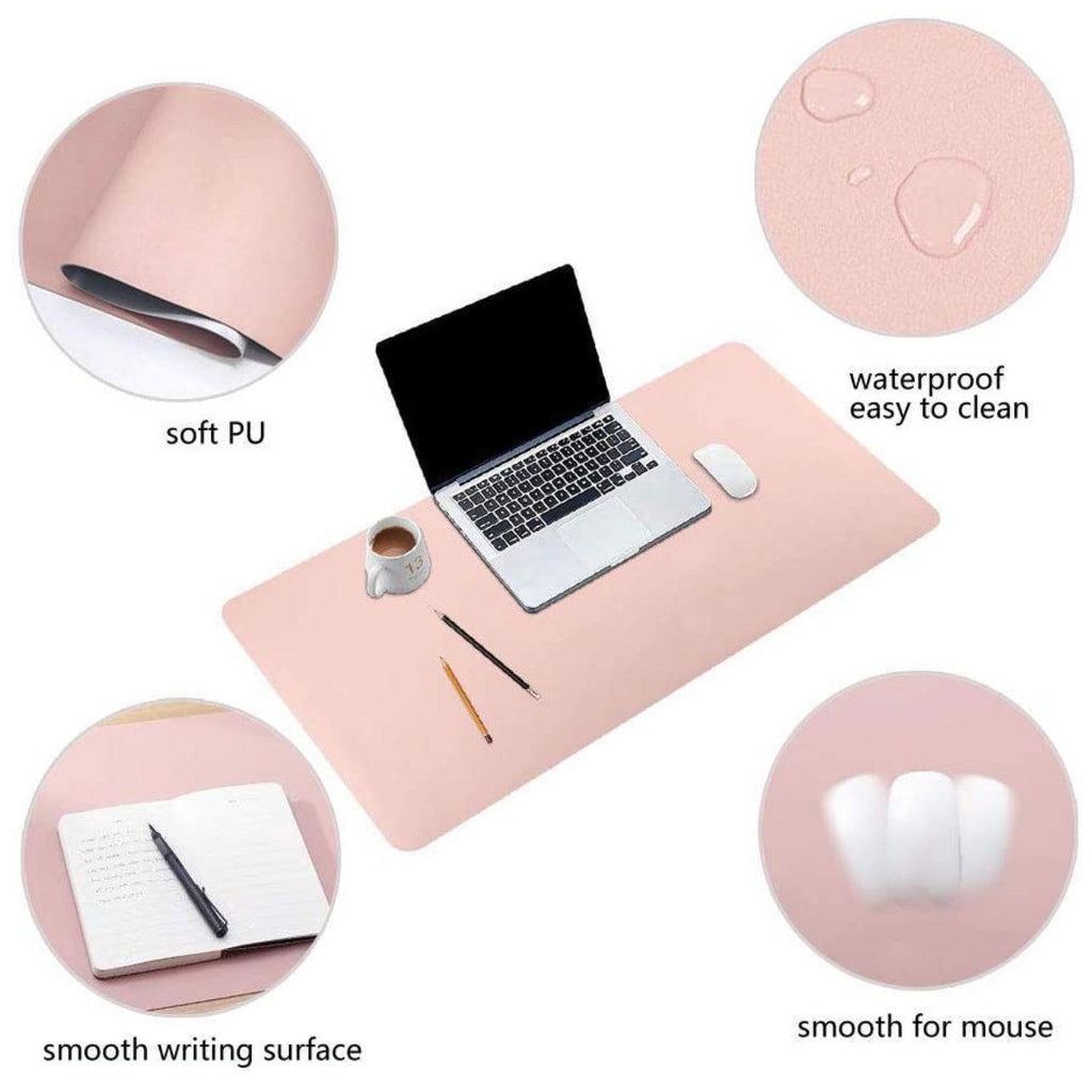 Large Leather Gaming Mouse Pad Waterproof Desk Keyboard Mat 120 x 60cm - Pink