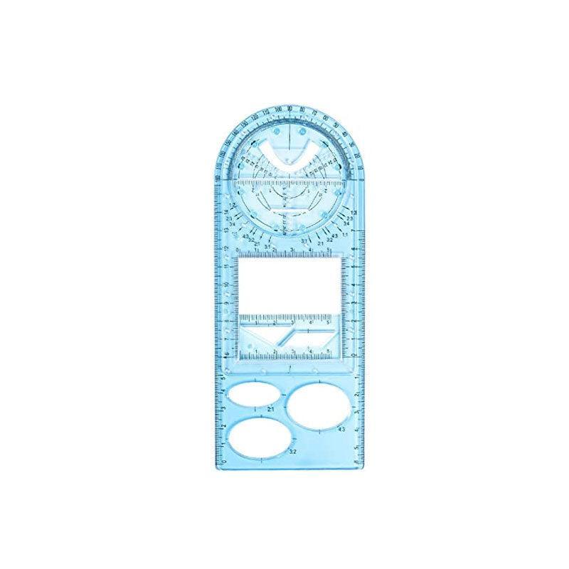 Multifunctional Geometric Ruler Student Mathematics Drawing Tools School Office - Clear-Primary School