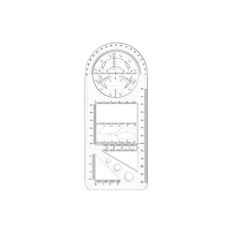 Multifunctional Geometric Ruler Student Mathematics Drawing Tools School Office - Blue-Primary School