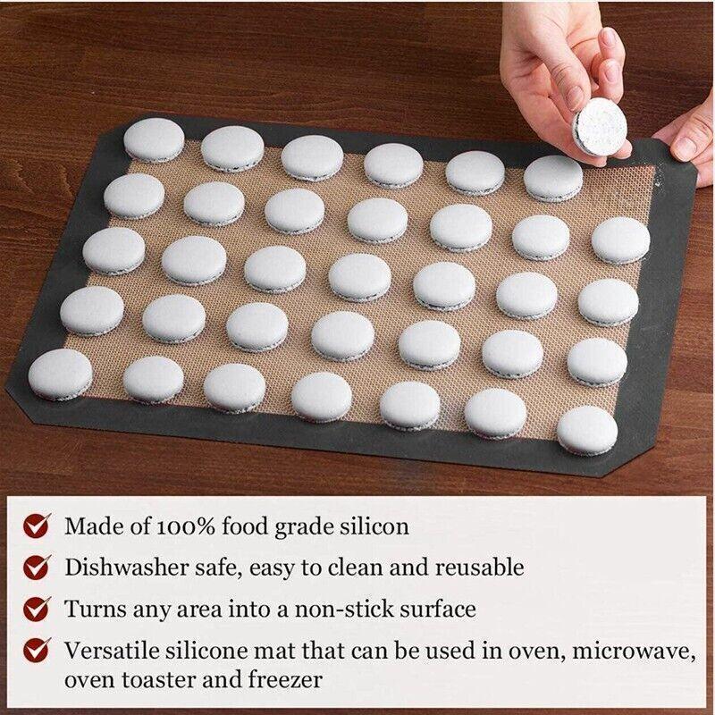 Silicone Baking Mat Non Stick Reusable Sheet for Pastry Dough Cookie Oven Bakeware - Black 2PCS(2*60X40CM)