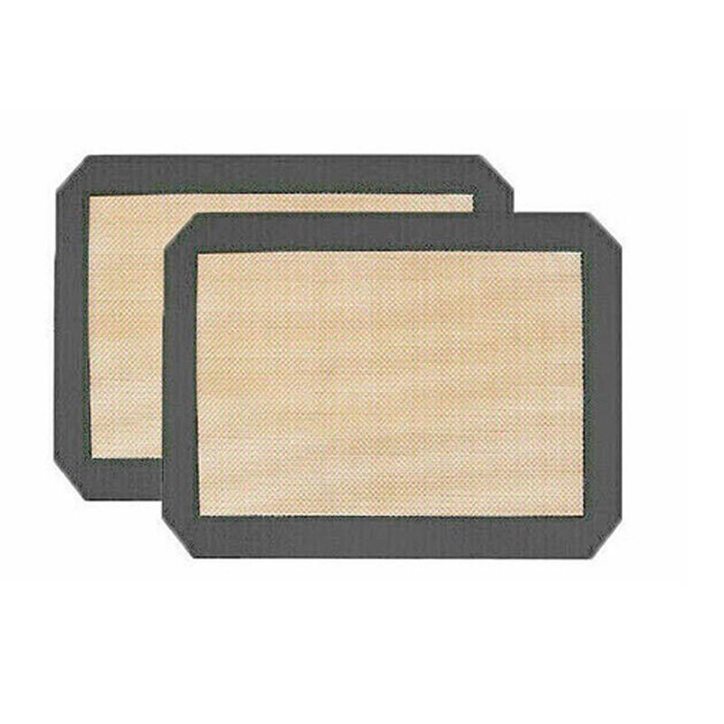 Silicone Baking Mat Non Stick Reusable Sheet for Pastry Dough Cookie Oven Bakeware - Black 2PCS(2*60X40CM)