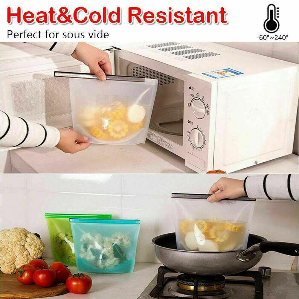 White Reusable Silicone Food Storage Bags Leak proof Microwave Freezer Freshness Safe 1000ml - White 1000ml*1 Unit