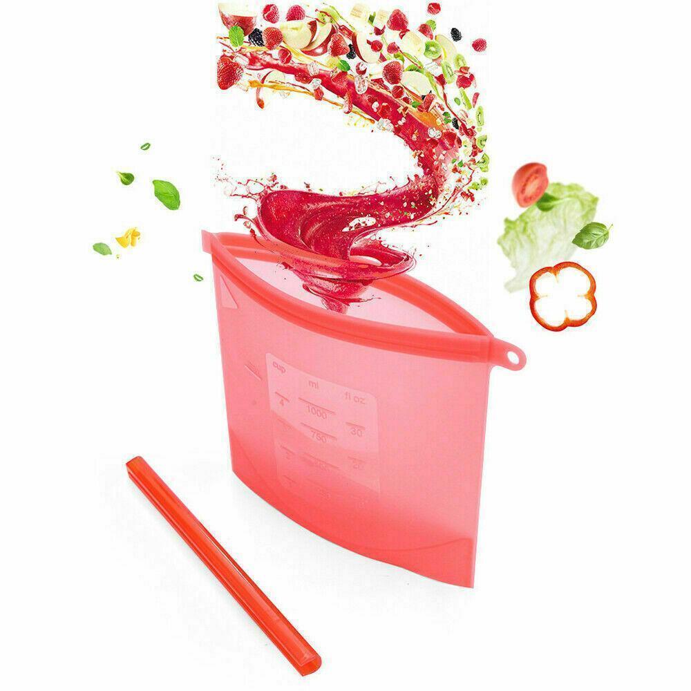 White Reusable Silicone Food Storage Bags Leak proof Microwave Freezer Freshness Safe 1000ml - White 1000ml*1 Unit