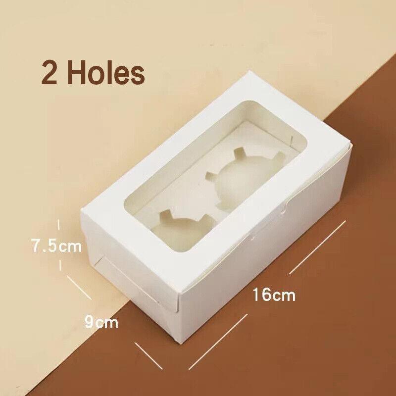 Cupcake Box Cases 1/2/4/8/12 Holes Window Face Cases Party Wedding Muffin Baking - 2 Holes 5PCS