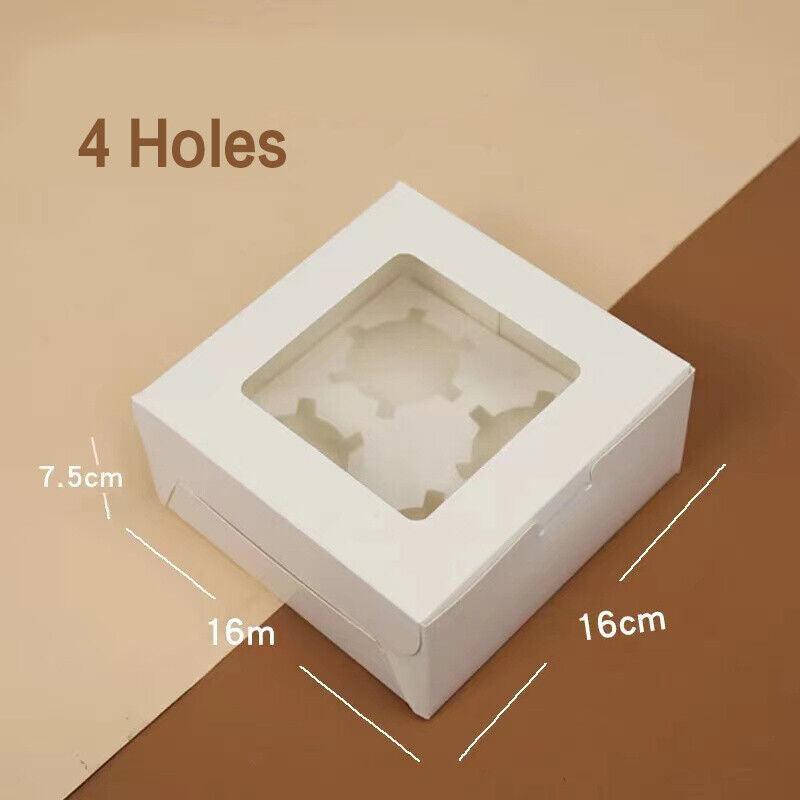 Cupcake Box Cases 1/2/4/8/12 Holes Window Face Cases Party Wedding Muffin Baking - 12 Holes 5PCS