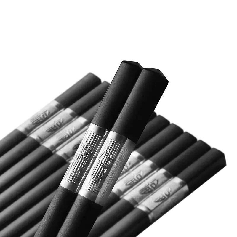 10Pairs Premium Fiberglass Reusable Chopsticks - Dishwasher Safe - Golden-2