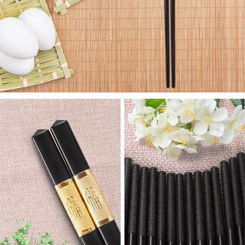 10Pairs Premium Fiberglass Reusable Chopsticks - Dishwasher Safe - Silver-2