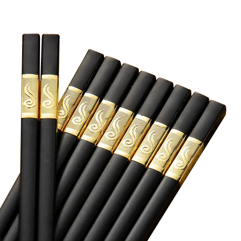 10Pairs Premium Fiberglass Reusable Chopsticks - Dishwasher Safe - Silver-2