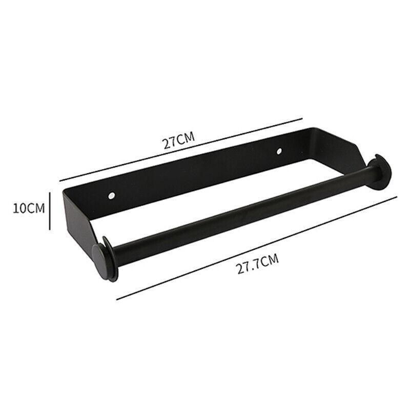 Paper Towel Holder Under Cabinet Wall Mount Stainless Steel Rack Kitchen - Black