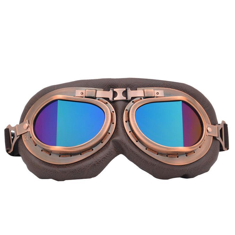 Vintage Pilot Motorcycle Racing Goggles Aviator Retro Atv Utv Dirt Bike Eyewear - Black + Yellow