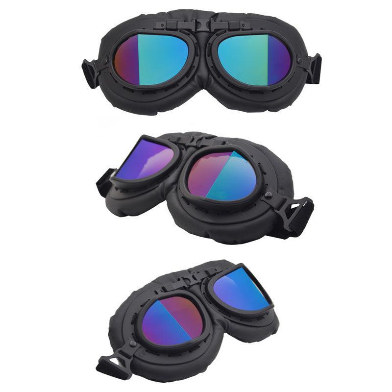Vintage Pilot Motorcycle Racing Goggles Aviator Retro Atv Utv Dirt Bike Eyewear - Copper + Colourful