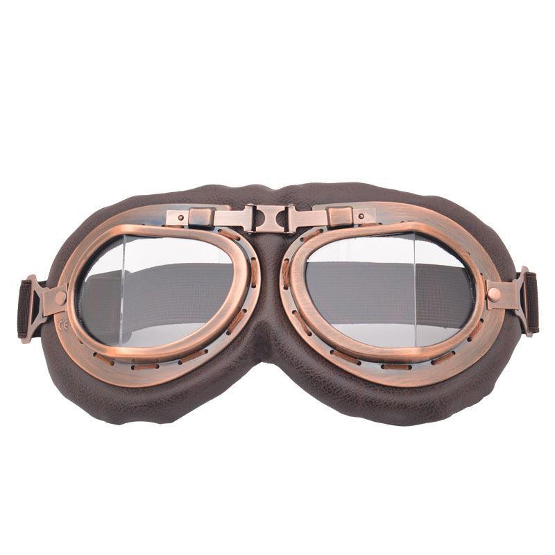 Vintage Pilot Motorcycle Racing Goggles Aviator Retro Atv Utv Dirt Bike Eyewear - Copper + Colourful