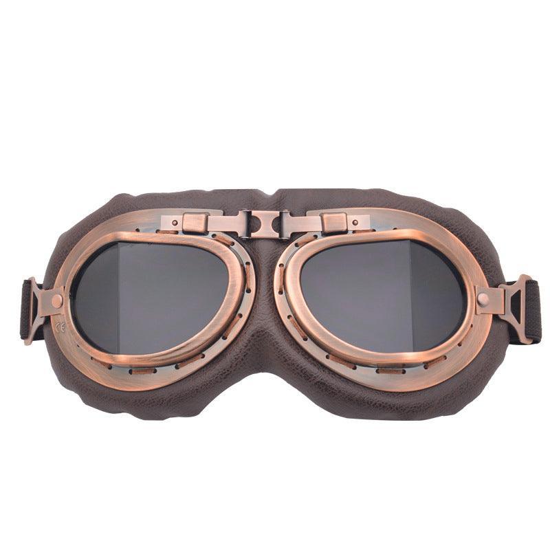 Vintage Pilot Motorcycle Racing Goggles Aviator Retro Atv Utv Dirt Bike Eyewear - Copper + Grey