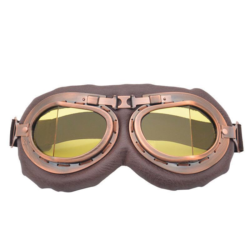 Vintage Pilot Motorcycle Racing Goggles Aviator Retro Atv Utv Dirt Bike Eyewear - Copper + Grey