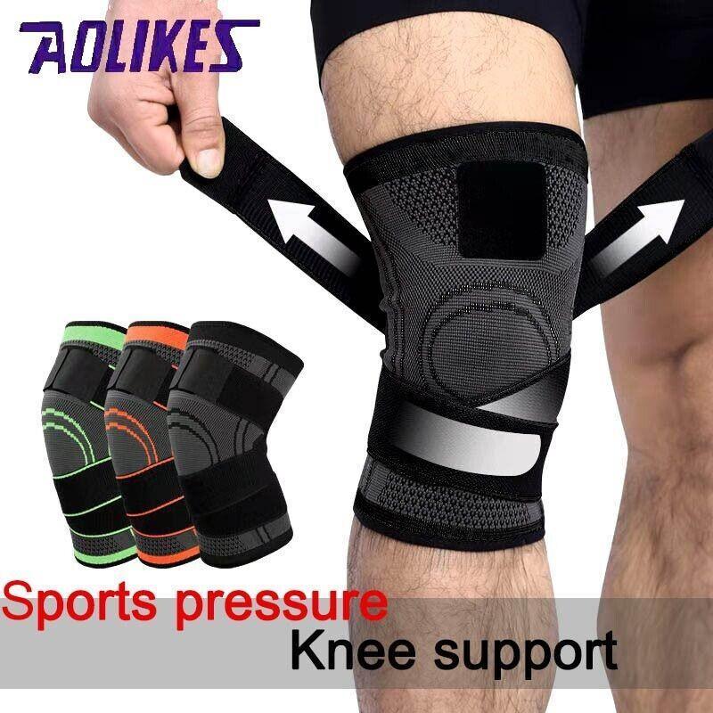 Black AOLIKES 3D Knee Support Brace Compression Sleeve Arthritis Pain Relief Gym - M