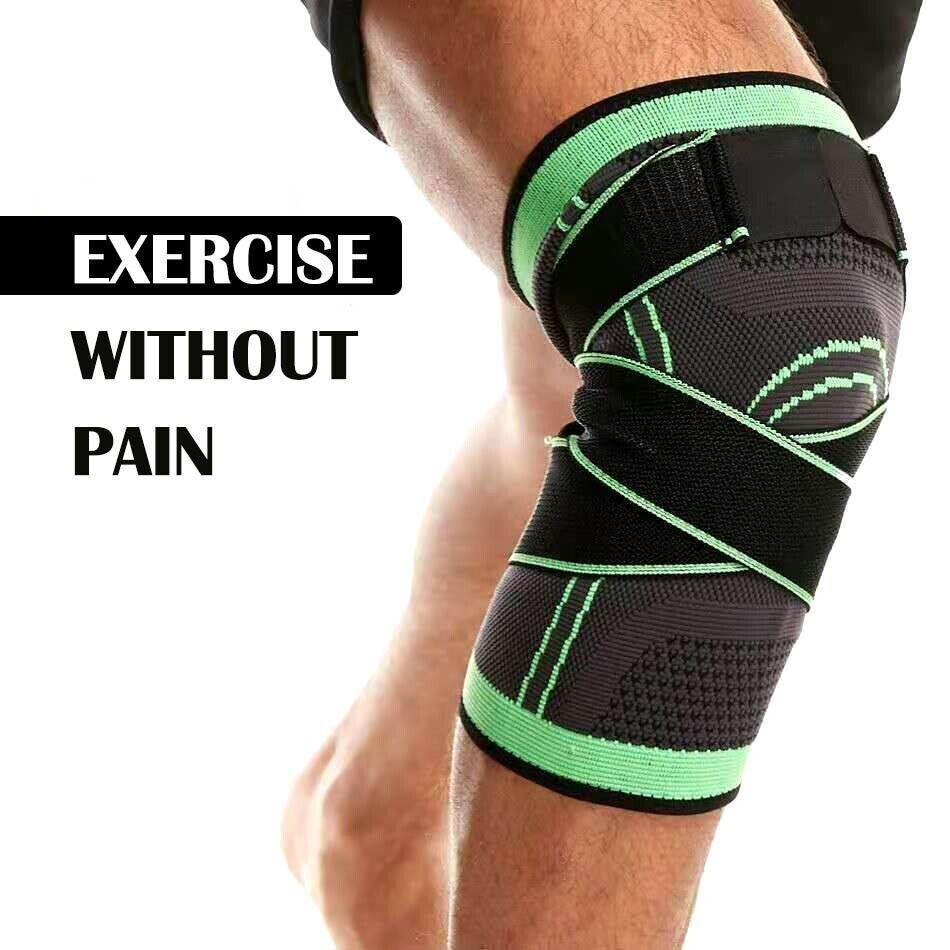 Black AOLIKES 3D Knee Support Brace Compression Sleeve Arthritis Pain Relief Gym - M