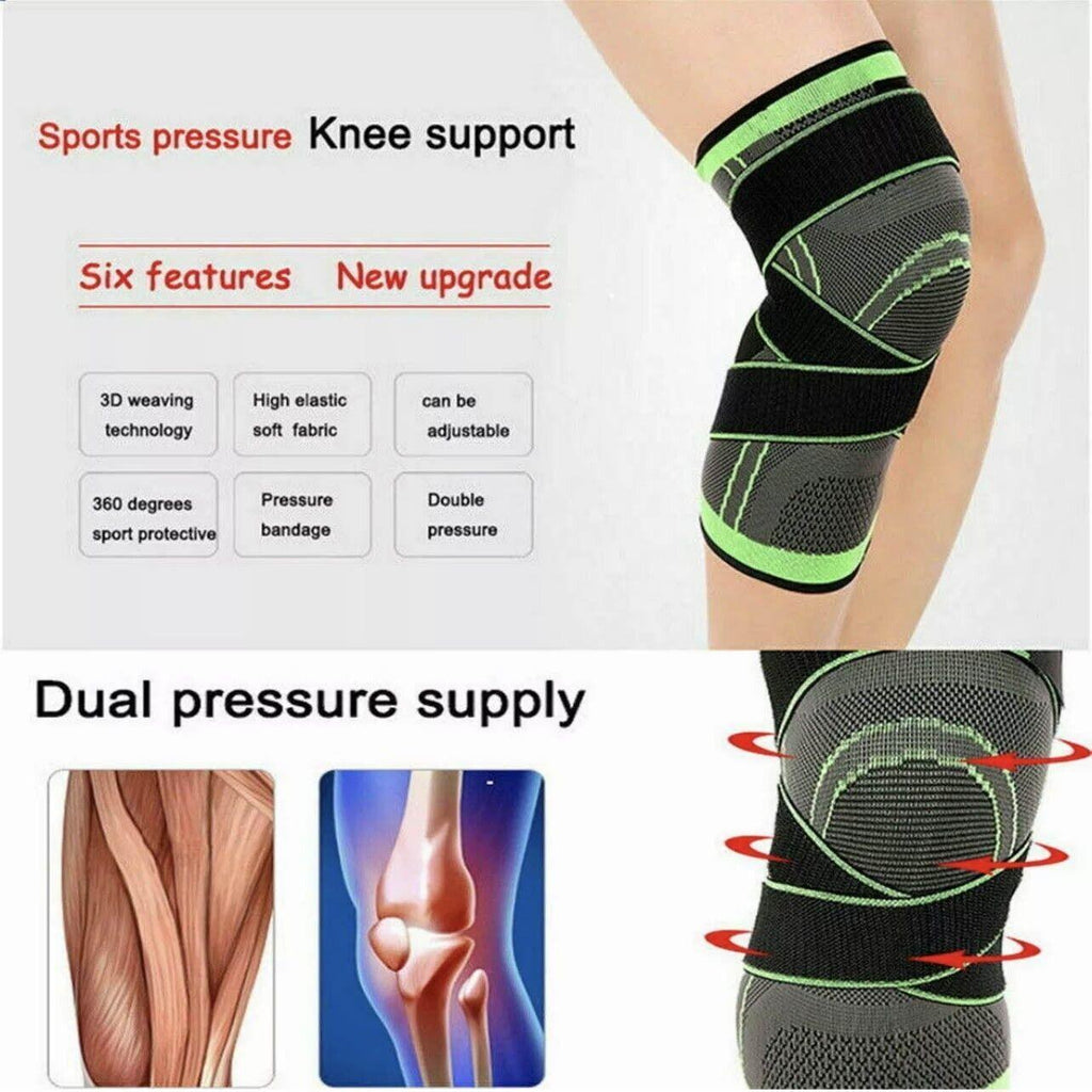Black AOLIKES 3D Knee Support Brace Compression Sleeve Arthritis Pain Relief Gym - M