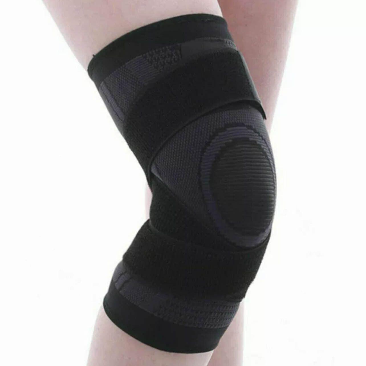 Black AOLIKES 3D Knee Support Brace Compression Sleeve Arthritis Pain Relief Gym - M
