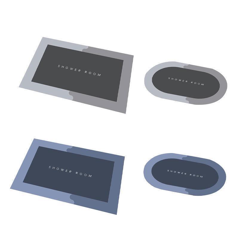 40*60CM Super Absorbent Floor Mat Soft Quick-Drying Non-Slip Diatom Mud Bath - Grey-Oval