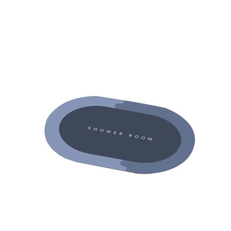 40*60CM Super Absorbent Floor Mat Soft Quick-Drying Non-Slip Diatom Mud Bath - Blue-Oval