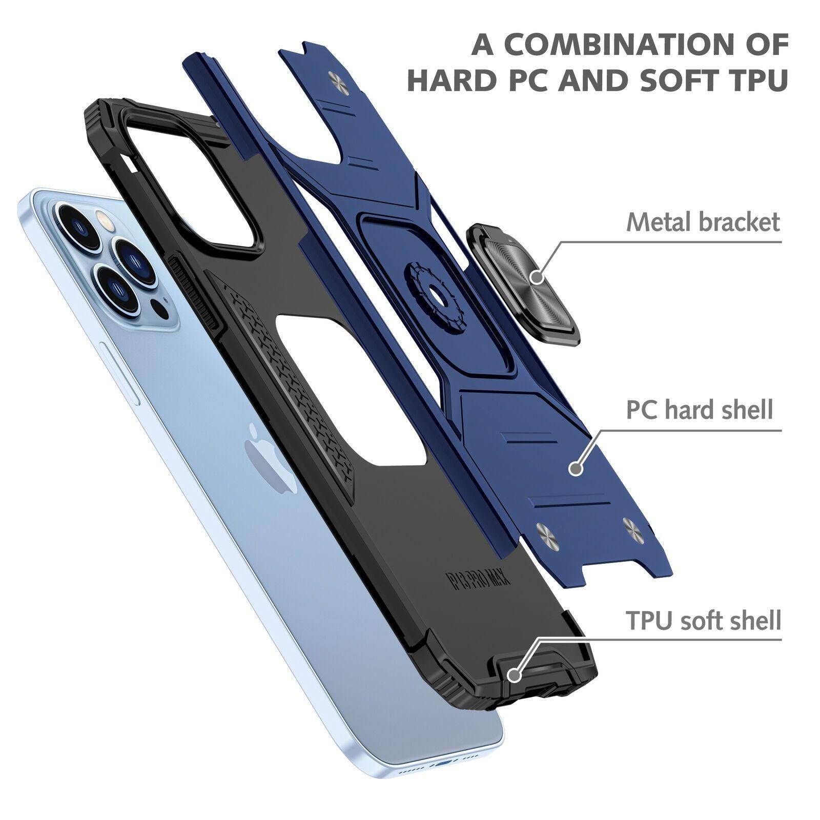 Shockproof Ring Case For iPhone 14 Plus Blue/Black/Red - Blue