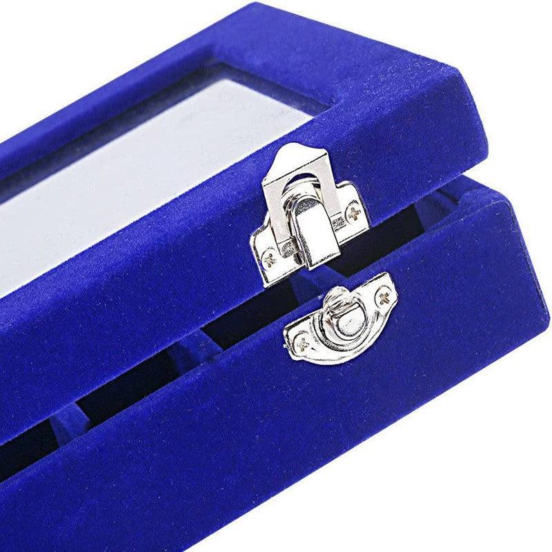 Velvet Jewelry Box Earring Organizer Display Case Storage Holder with 24 Grid - Black