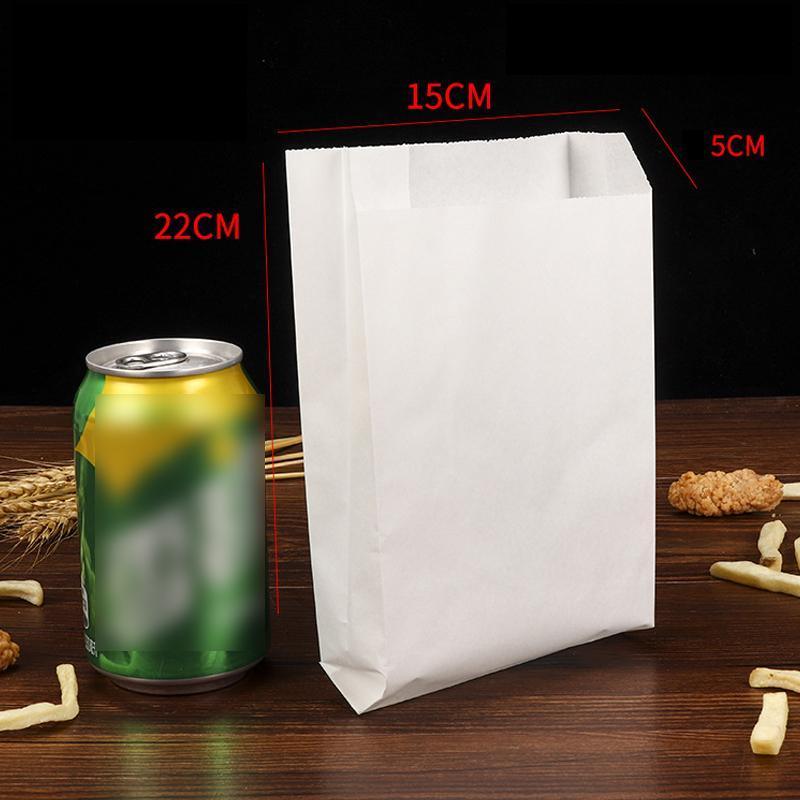 1000PCS Oil-proof Takeaway Paper Bags for Premium Takeout Supply - White-22*15*5cm