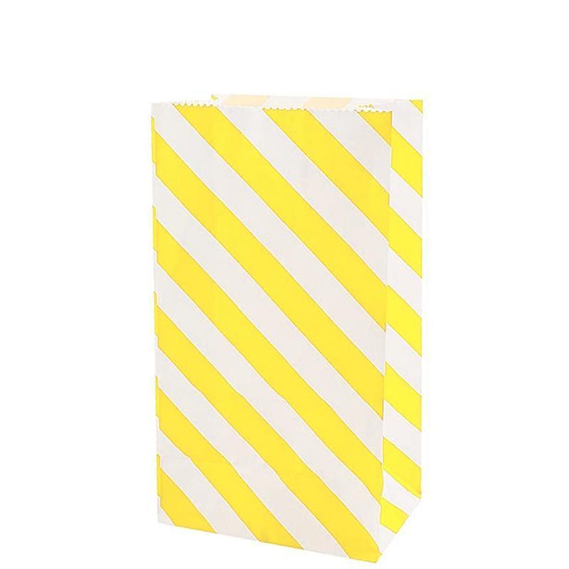 100X Colourful Plaid Kraft Paper Bag Candy Cookie Snack Cake Gift Bags 9X6X18cm - Blue