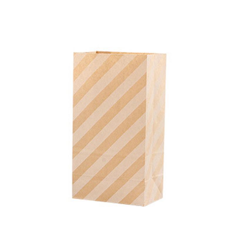 100X Colourful Plaid Kraft Paper Bag Candy Cookie Snack Cake Gift Bags 9X6X18cm - Orange