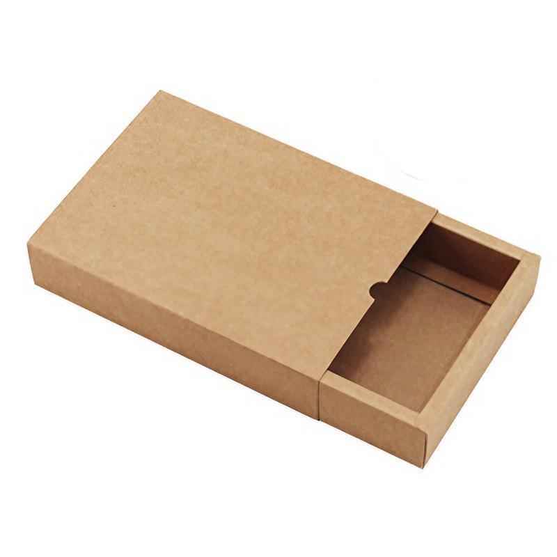100PCS DIY Paper Box Drawer Type Jewelry Packing Box Tea Gift Cosmetics Kraft - 8*8*4cm