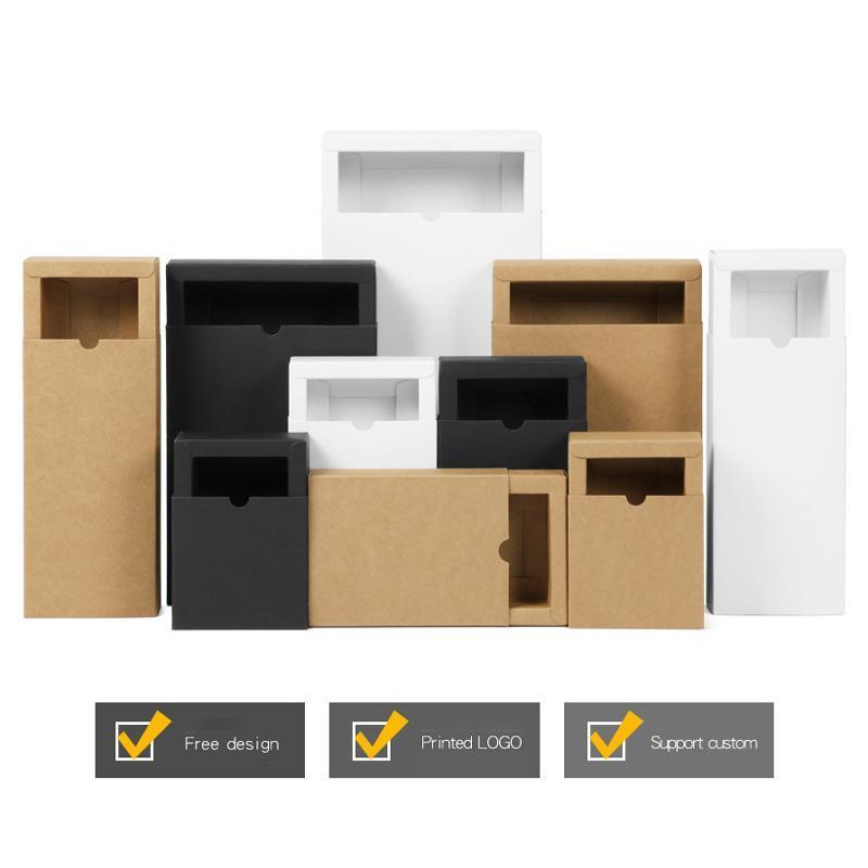 100PCS DIY Paper Box Drawer Type Jewelry Packing Box Tea Gift Cosmetics Kraft - 12*9*3.3cm