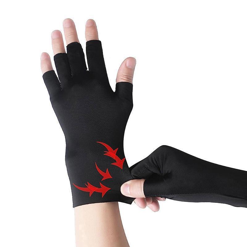 Brace Arthritis Hand Compression Gloves fingerless gloves Pain Relief Brown - L