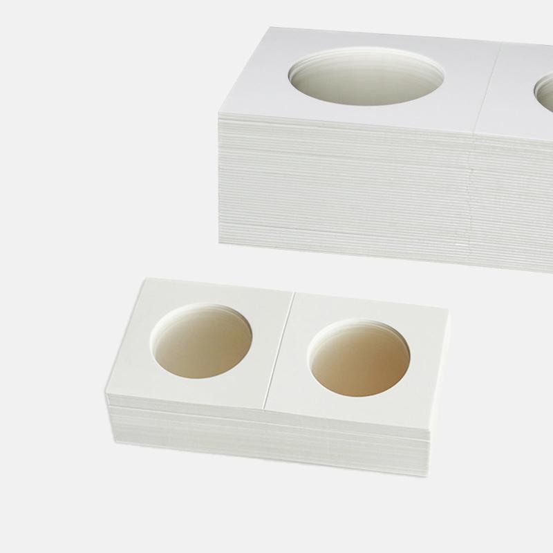 50x 33mm CARDBOARD COIN HOLDERS Staple Coin Holder Display Clear Window Folder