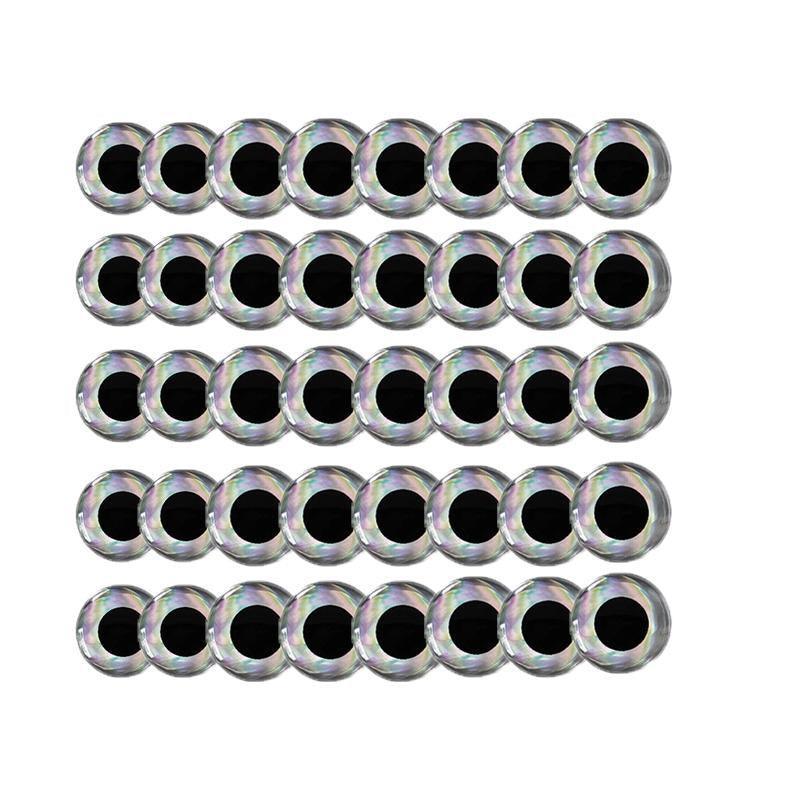 100PCS Fish Eyes 3D Holographic Lure Eyes Fly Tying Jigs Crafts Dolls - 100PCS / 5mm / Silver