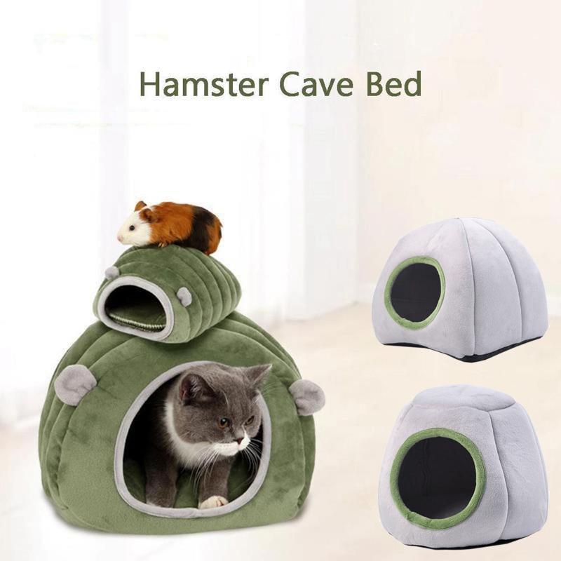 Soft Small Animal Guinea Pig Cozy Warm Pet Tent Hamster House Hideout Cave Bed - Grey-Sheep