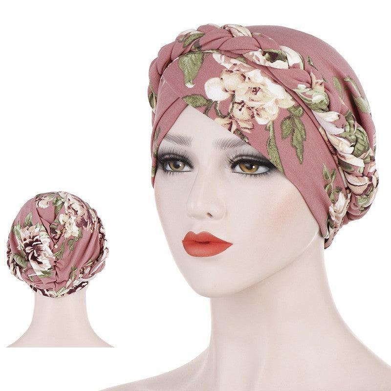 Women Floral Turban Head Wrap Cap Comfortable Chemo Headscarf Headwear - Beige zebra print
