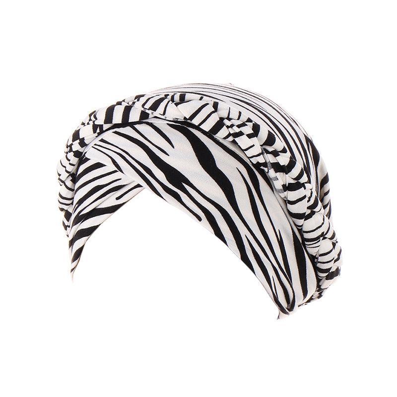 Women Floral Turban Head Wrap Cap Comfortable Chemo Headscarf Headwear - Beige zebra print