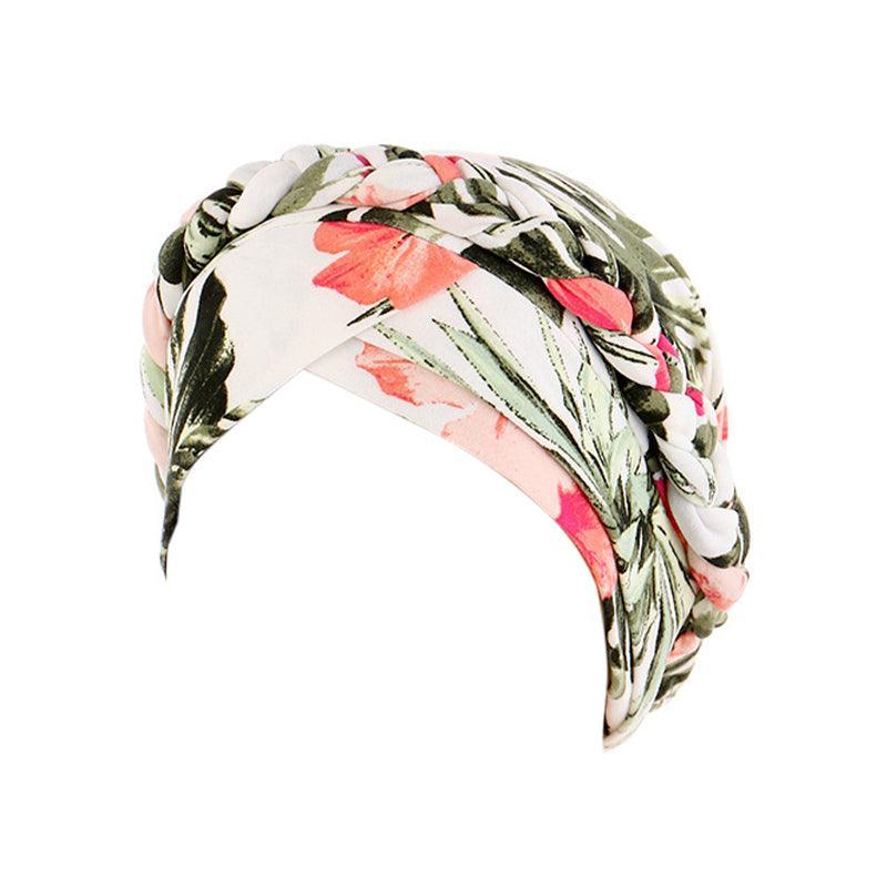Women Floral Turban Head Wrap Cap Comfortable Chemo Headscarf Headwear - Beige zebra print