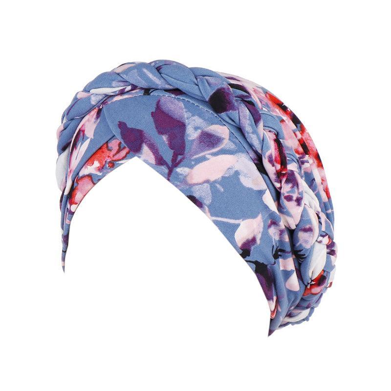 Women Floral Turban Head Wrap Cap Comfortable Chemo Headscarf Headwear - Black and white grid