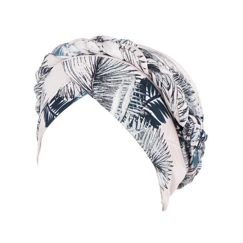 Women Floral Turban Head Wrap Cap Comfortable Chemo Headscarf Headwear - Black and white grid