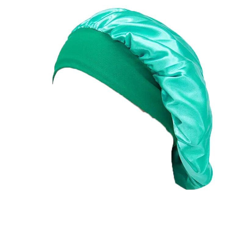 Sleeping Bonnet Hair Wrap Silk Satin Cap Women Elastic Night Soft Hat Headwear - Black