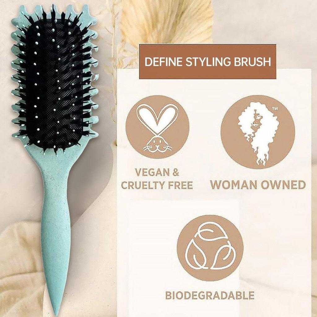 Bounce Curl Defining Styling Brush Air Cushion Comb for Hair Care and Styling - Green