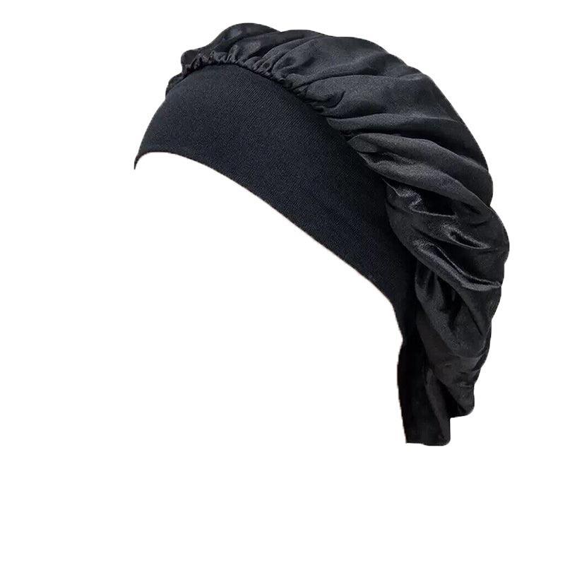Sleeping Bonnet Hair Wrap Silk Satin Cap Women Elastic Night Soft Hat Headwear - Light purple