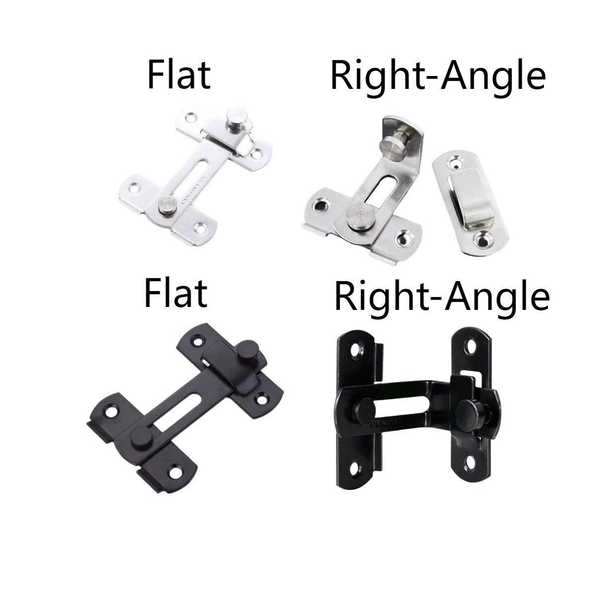 2 Sets 90 Degree Sliding Door Latch Lock Catch Kit for Home Use - Right-Angle-Black-S