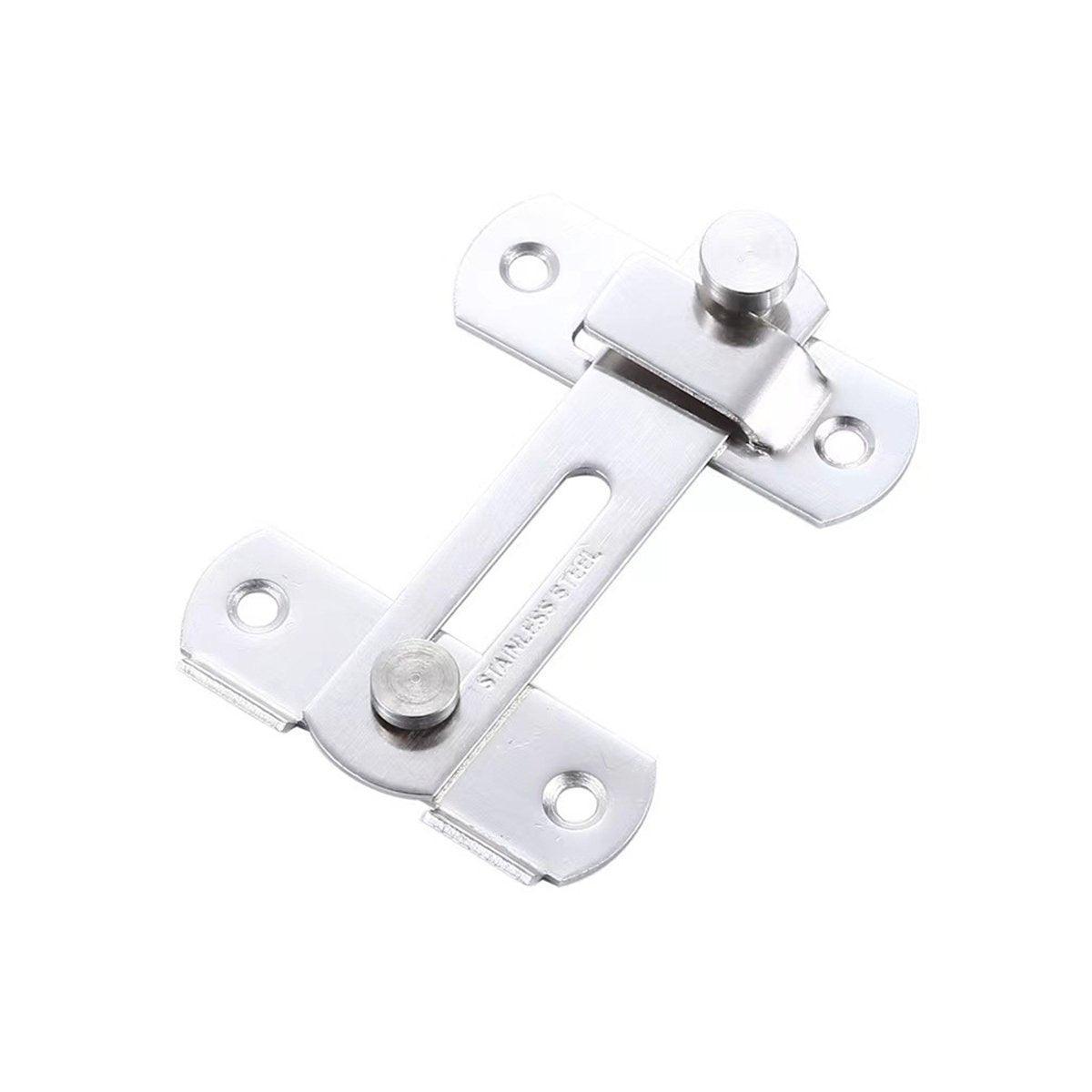 2 Sets 90 Degree Sliding Door Latch Lock Catch Kit for Home Use - Right-Angle-Silver-L